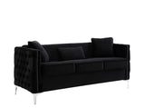 Bayberry - Velvet Sofa With 3 Pillows Black by Lilola Home | Bel Furniture