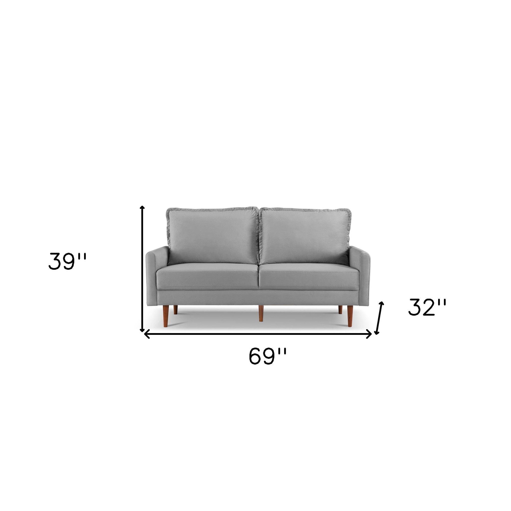 Sofa Velvet With Dark Brown Legs - Gray