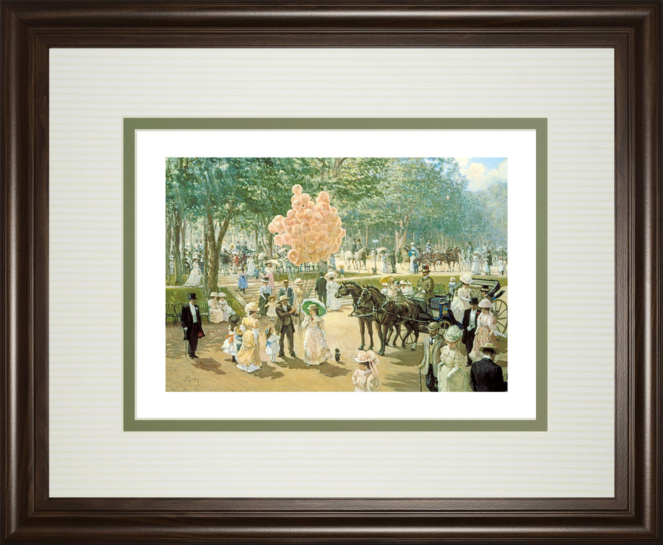 Balloon Seller By Alan Maley - Framed Print Wall Art - Pink