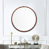 Hausen - Mid-Century Modern Round Accent Wall Mirror - Brown Walnut by Jennifer Taylor Home | Bel Furniture