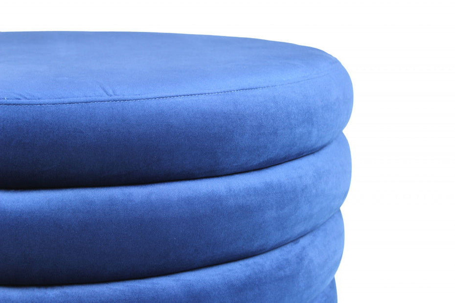 Velvet Tufted Round Cocktail Ottoman - Blue