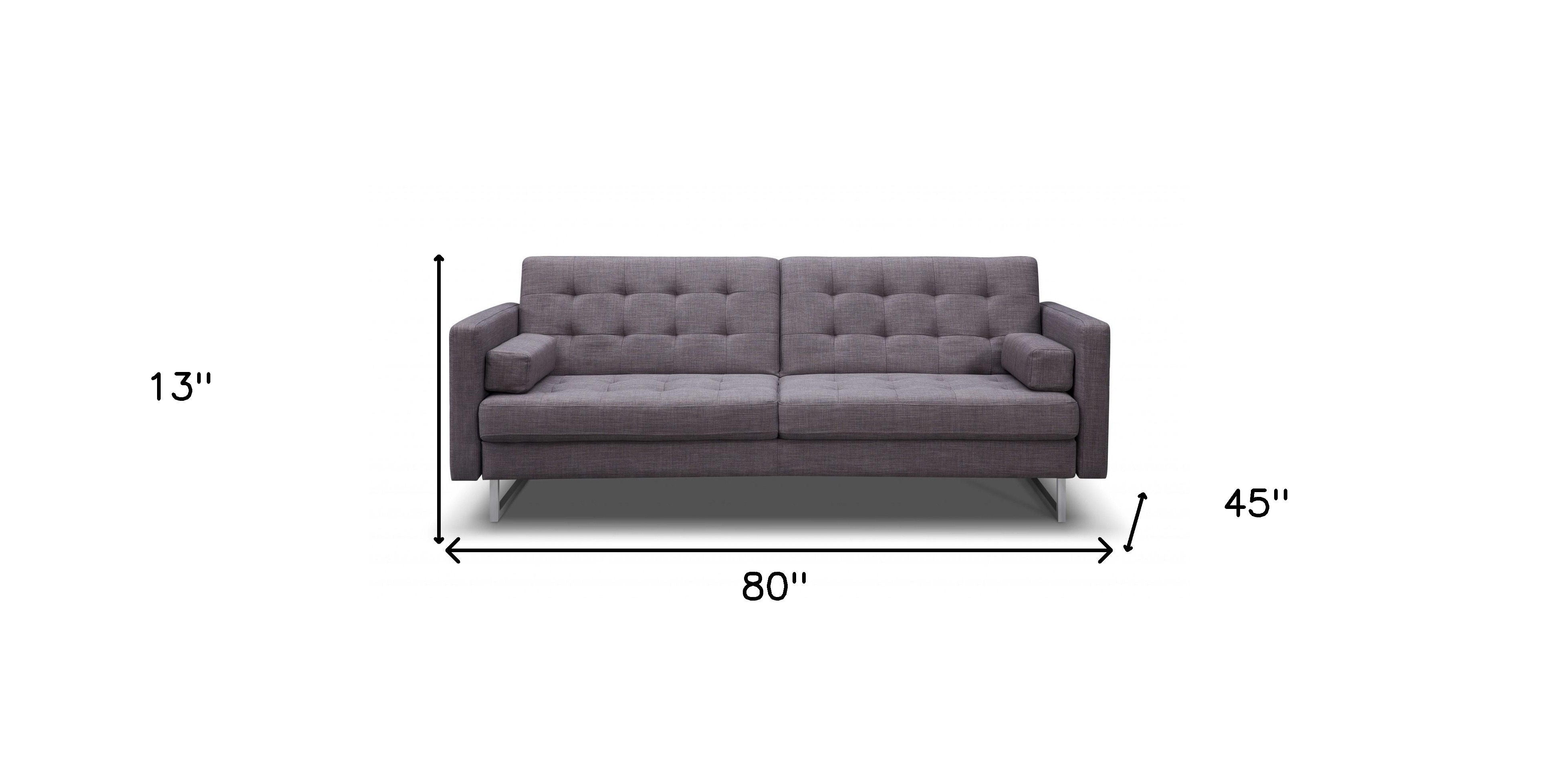 Fabric Sofa With Silver Legs - Gray