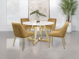 Gwynn - Round Marble Stainless Steel Dining Table - Gold by Coaster Fine Furniture | Bel Furniture