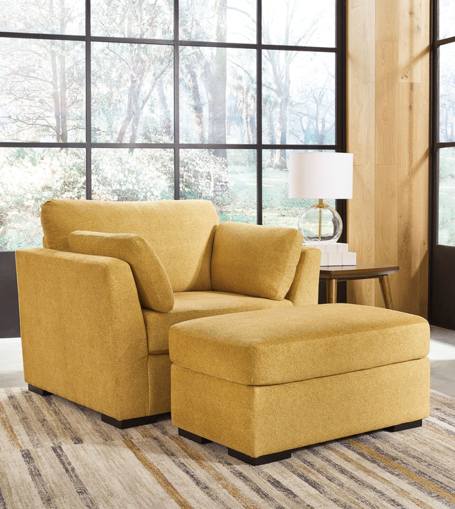 Keerwick - Living Room Set Yellow 2 Pc. Chair And A Half, Ottoman by Signature Design by Ashley® | Bel Furniture