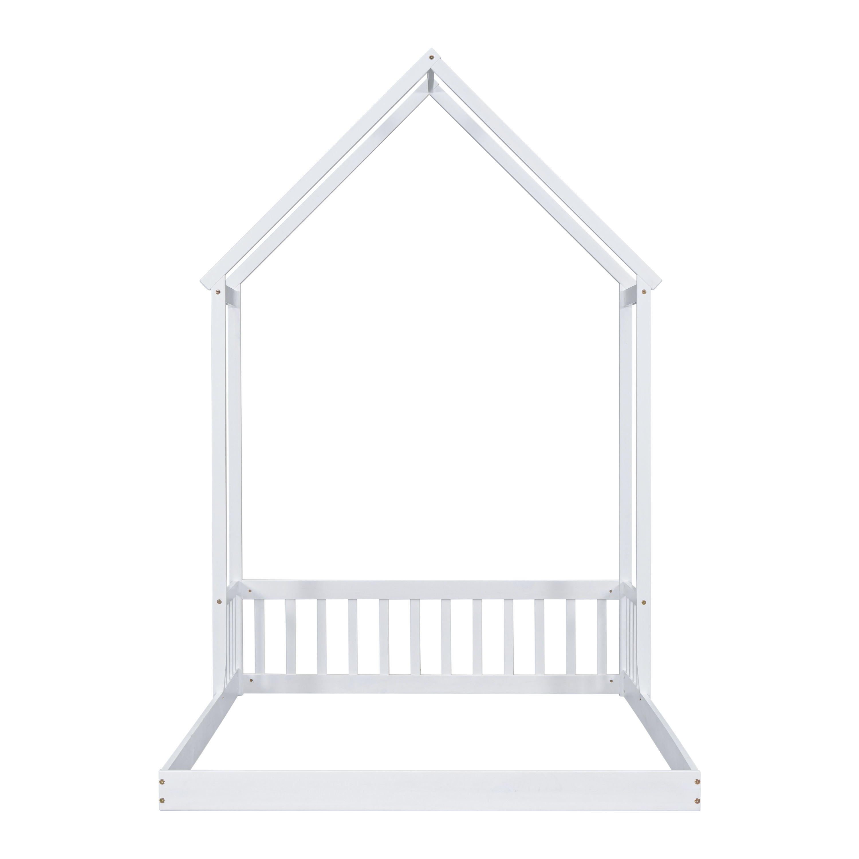 House-Shaped Roof Headboard Floor Bed, (Without Slats)