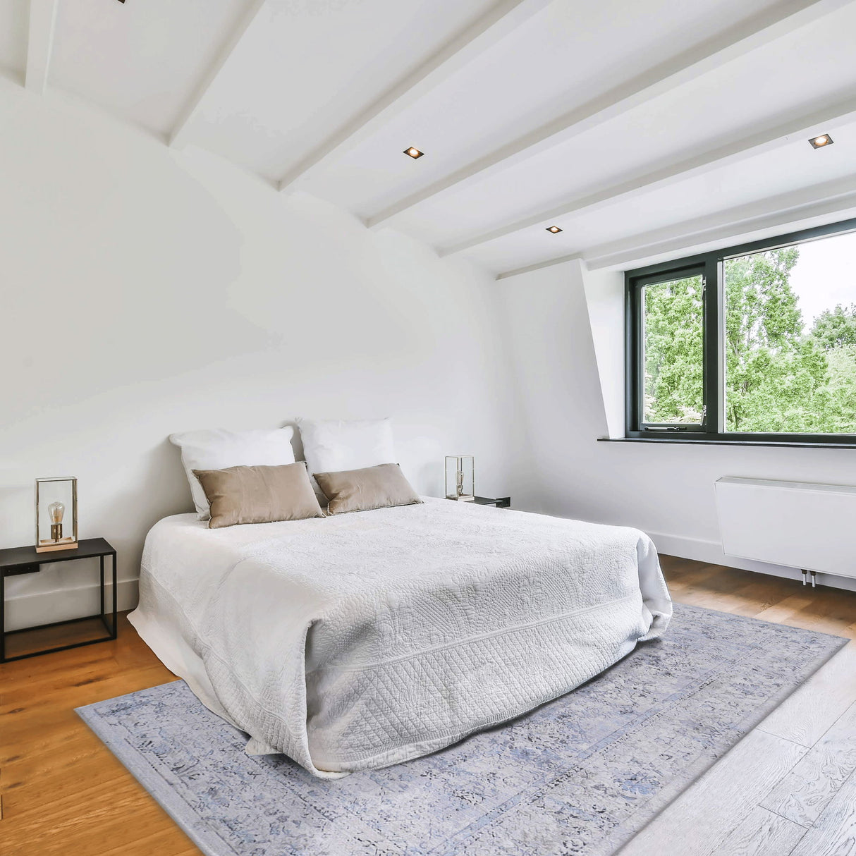 Maval - 4' X 6' Area Rug Washable - Blue / Cream by Naar Rug | Bel Furniture