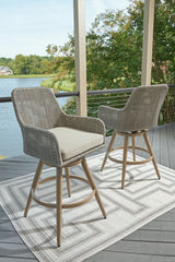 Seton Creek - Barstool With Cushion (Set of 2) - Beige / Gray