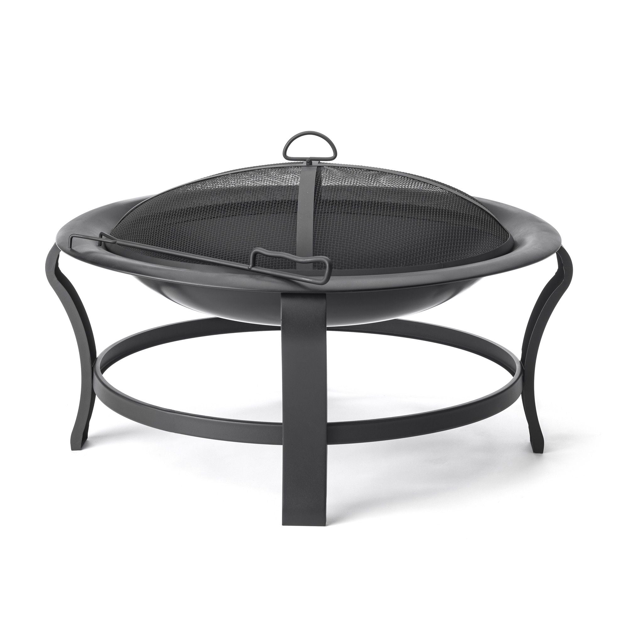 Steel Round Wood Burning Fire Pit - Black