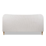 Roman - King Curved Headboard Upholstered Platform Bed - Light Beige