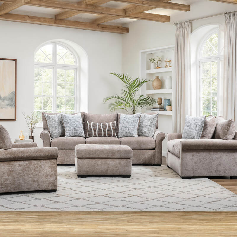 Nadia Mushroom 2-Piece Sofa & Loveseat Set