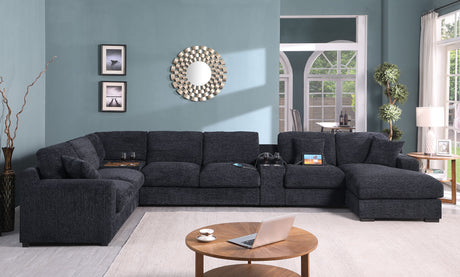 Celine - Fabric Corner Sectional Sofa With Right-Facing Chaise, Cupholders, And Charging Ports - view 11