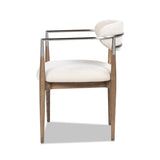 Artemis - Mixed Material Upholstered Dining Arm Chair - Warm White
