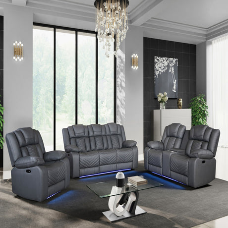 Raize - Power Recliner With LED Functionality - Gray - view 4