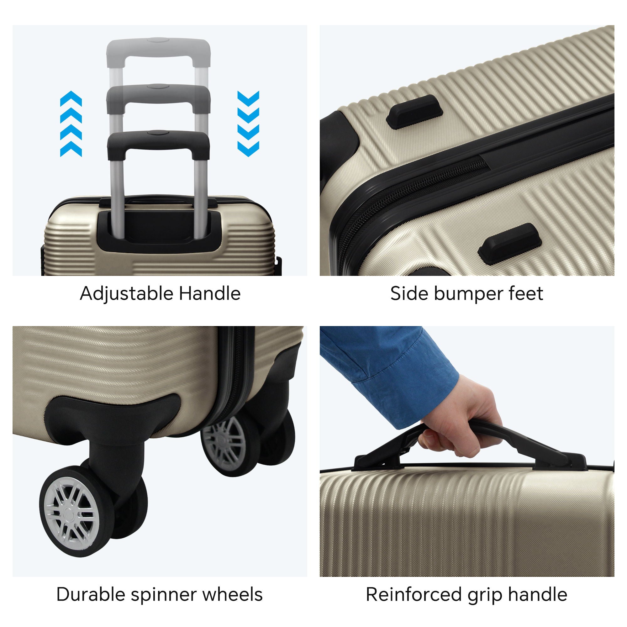 Luggage 4 Piece Set With Spinner Wheels, Hardshell Lightweight Suitcase With Tsa Lock, Checked Luggage