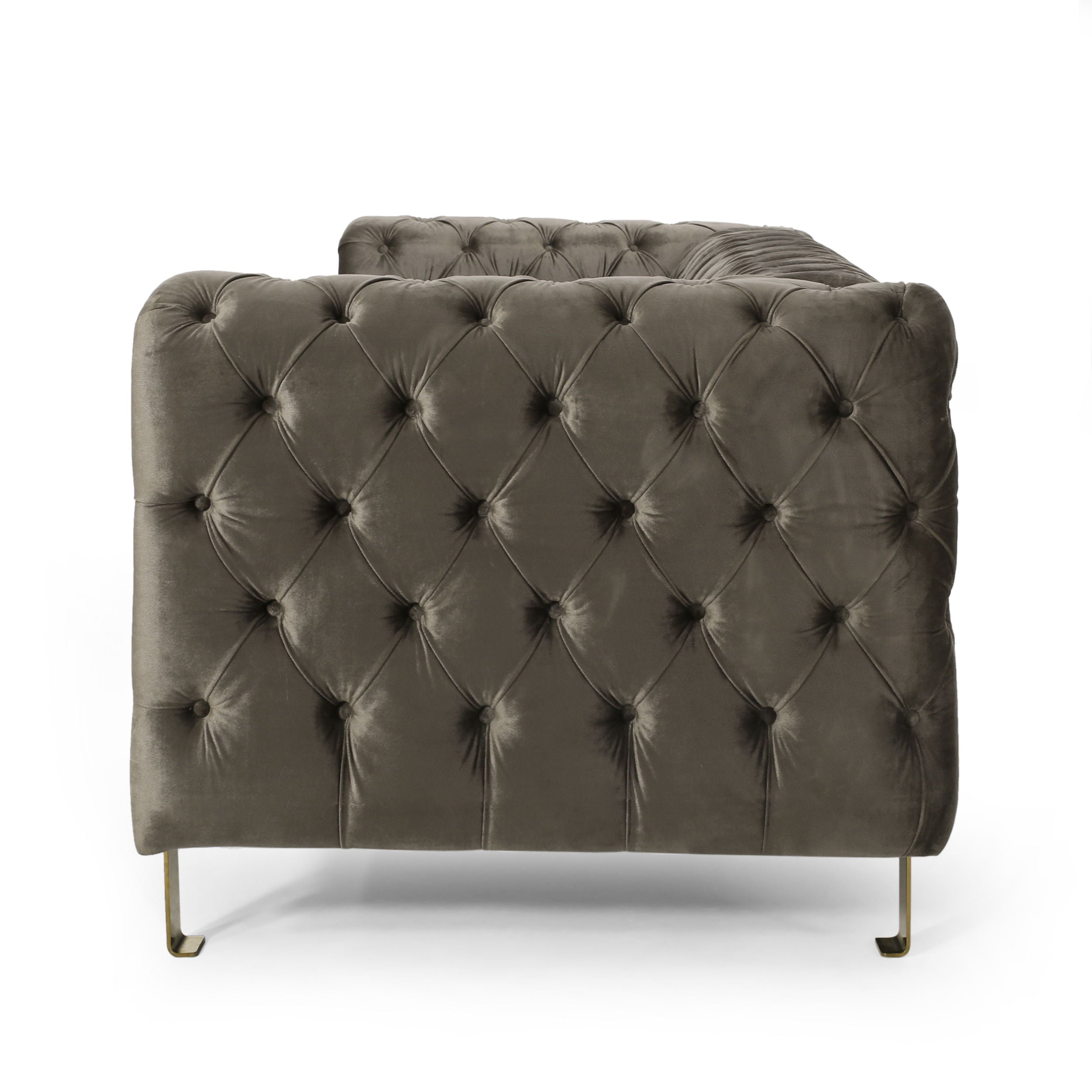 Comfy 3 Sofa With Tufted Back And Arm, Modern For Living Room - Gray