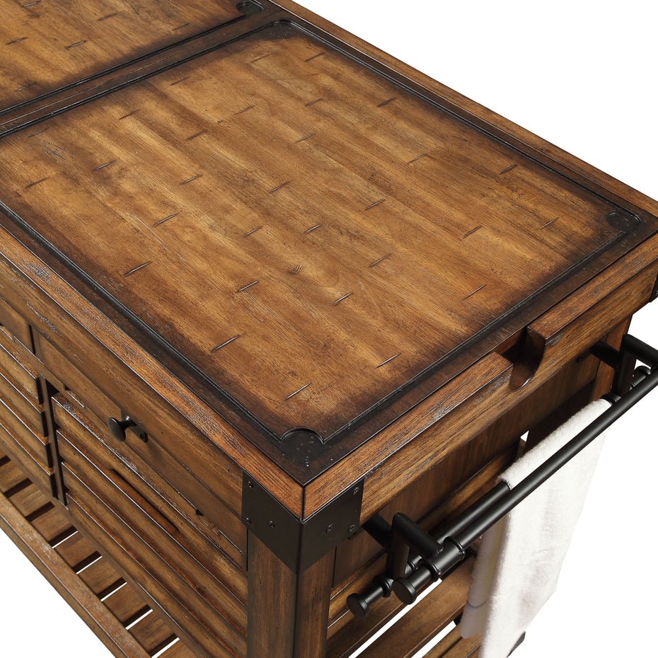 Kaif - Distressed Chestnut Kitchen Cart - Chestnut