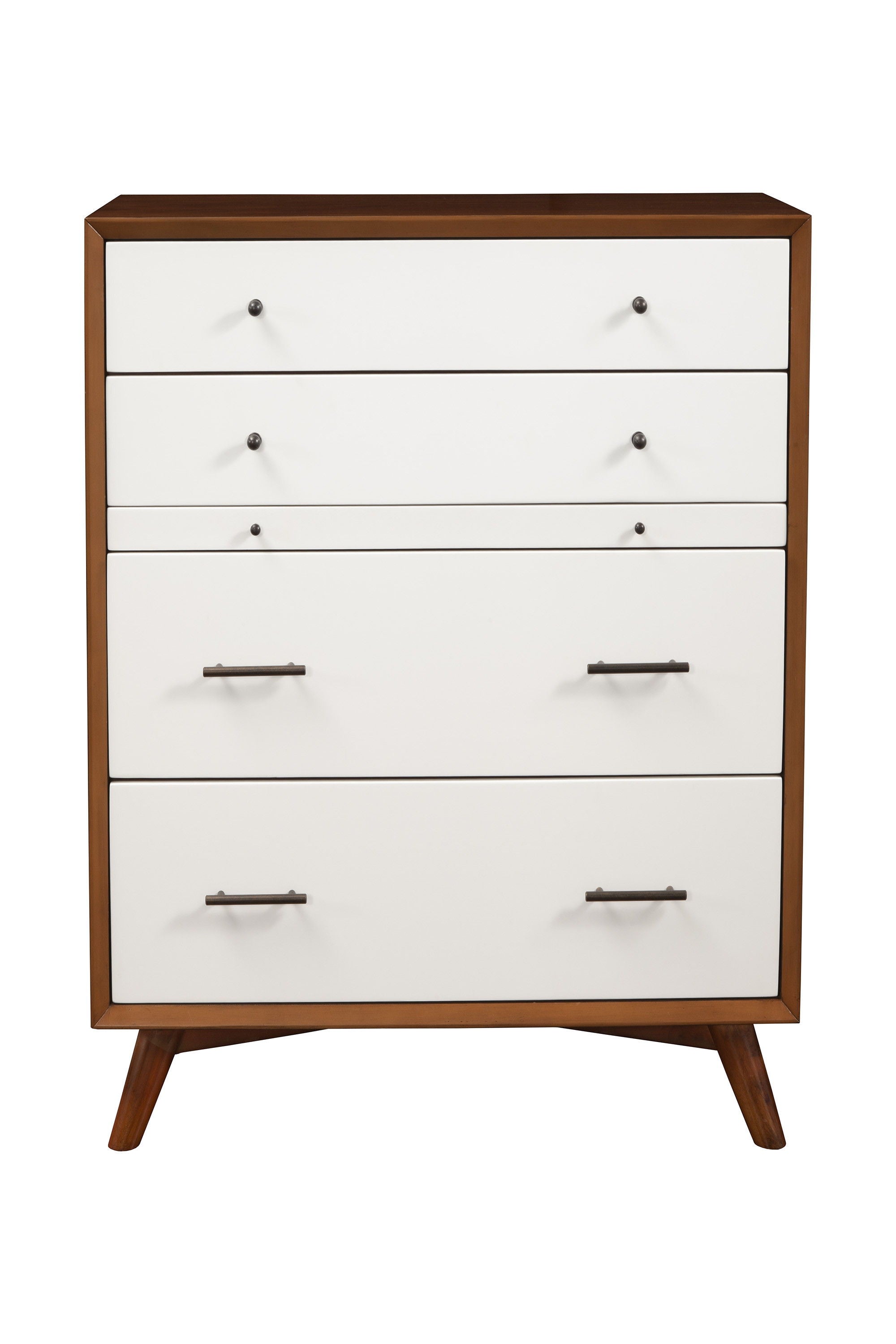 Solid Wood Four Drawer Chest - Brown / White