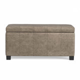 Dover - Storage Ottoman In Smoky Leather With Lift Up Storage - Brown