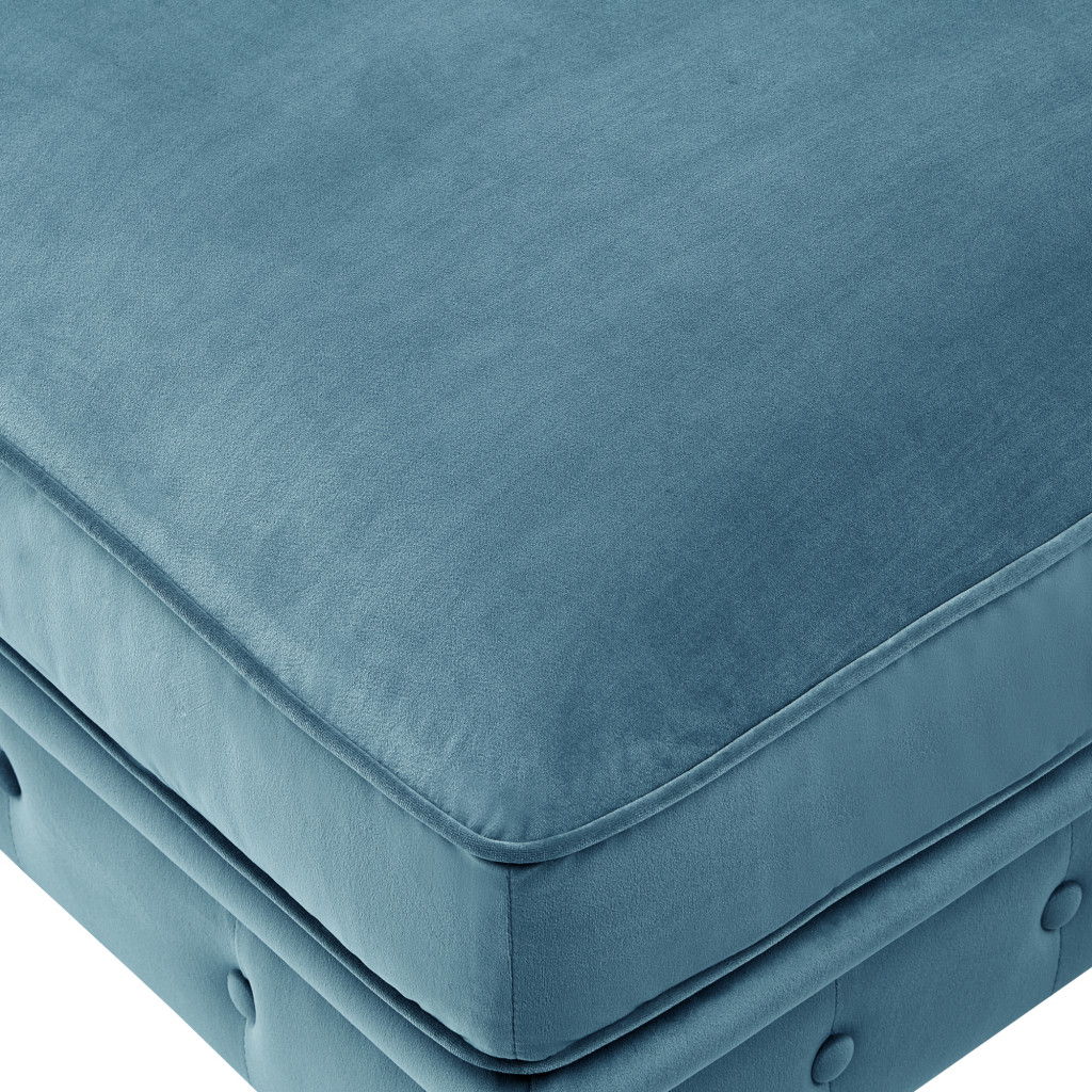 Velvet Rolling Tufted Cocktail Ottoman - Teal Blue / Natural