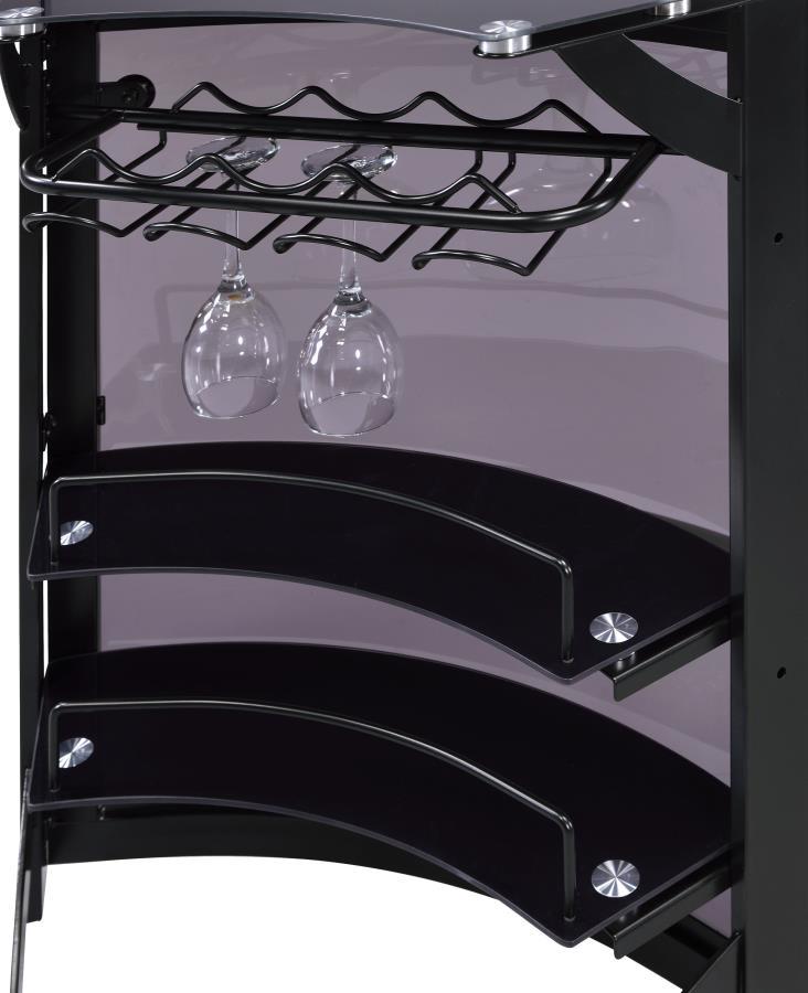 Dallas - 2-Shelf Curved Freestanding Home Bar Cabinet by CoasterEssence | Bel Furniture