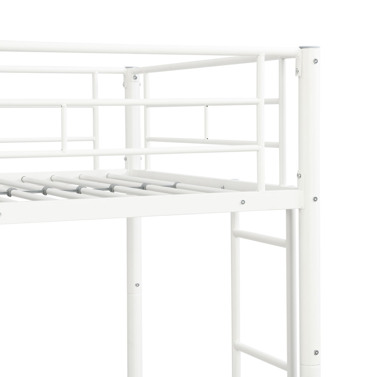 Twin Over Twin Metal Bunk Bed - White