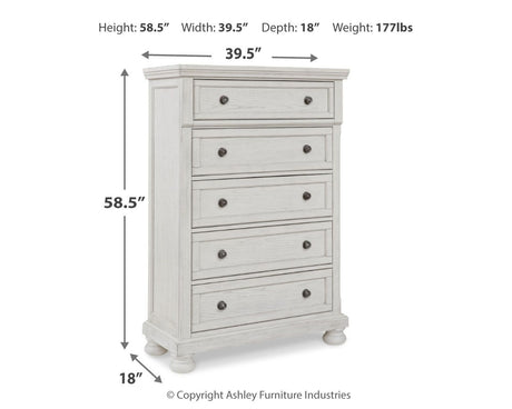 Robbinsdale - Five Drawer Chest - Antique White - view 5