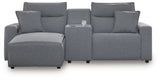 Modmax - Salt And Pepper - Reclining Sectional Gray 3 Pc. Left Arm Facing Chaise Power Reclining Sectional With Storage Console by Signature Design by Ashley® | Bel Furniture