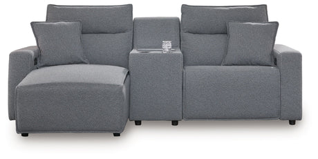Modmax - Salt And Pepper - Reclining Sectional Gray 3 Pc. Left Arm Facing Chaise Power Reclining Sectional With Storage Console by Signature Design by Ashley® | Bel Furniture