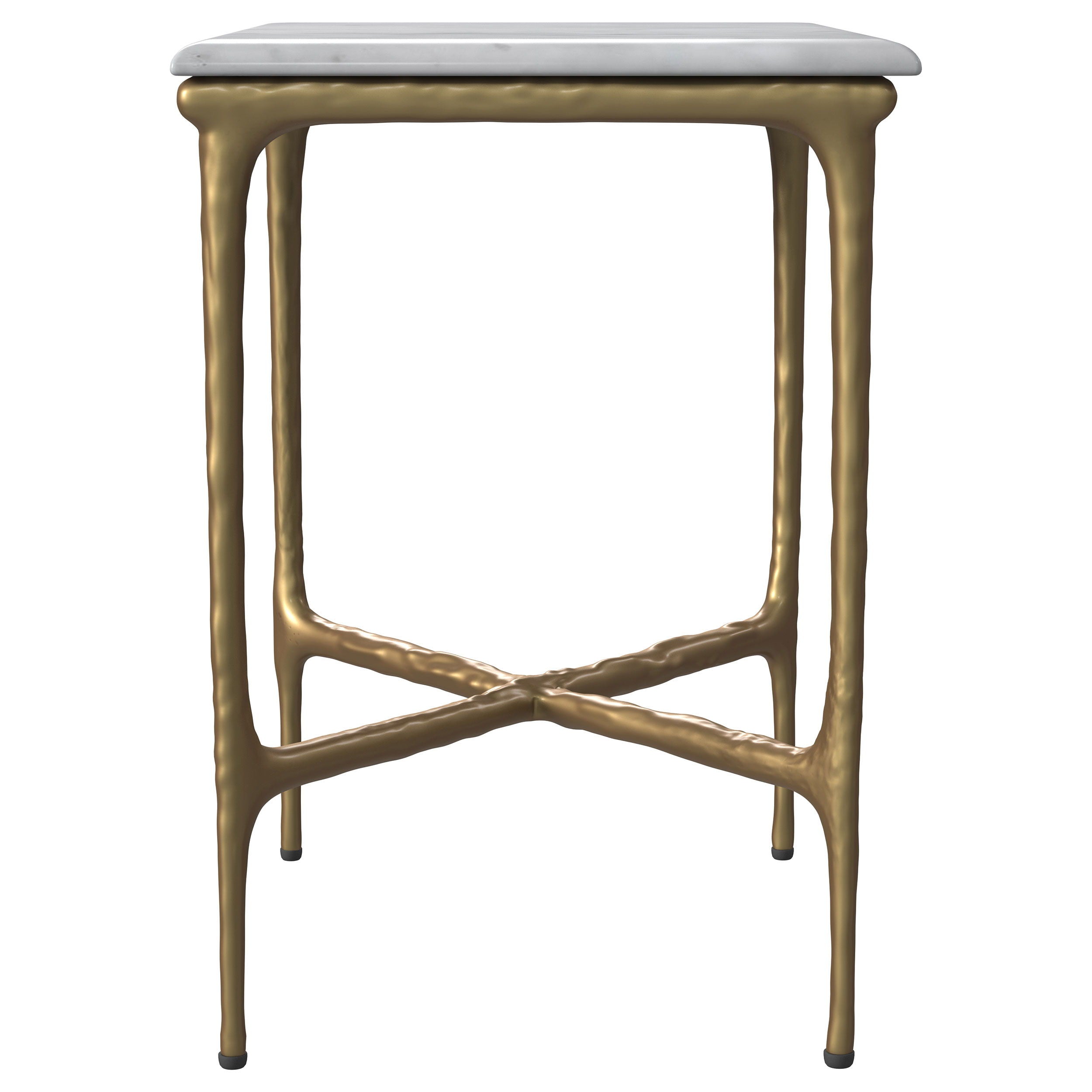 Baldwin - Rectangular Marble Top Side Table - White And Gold