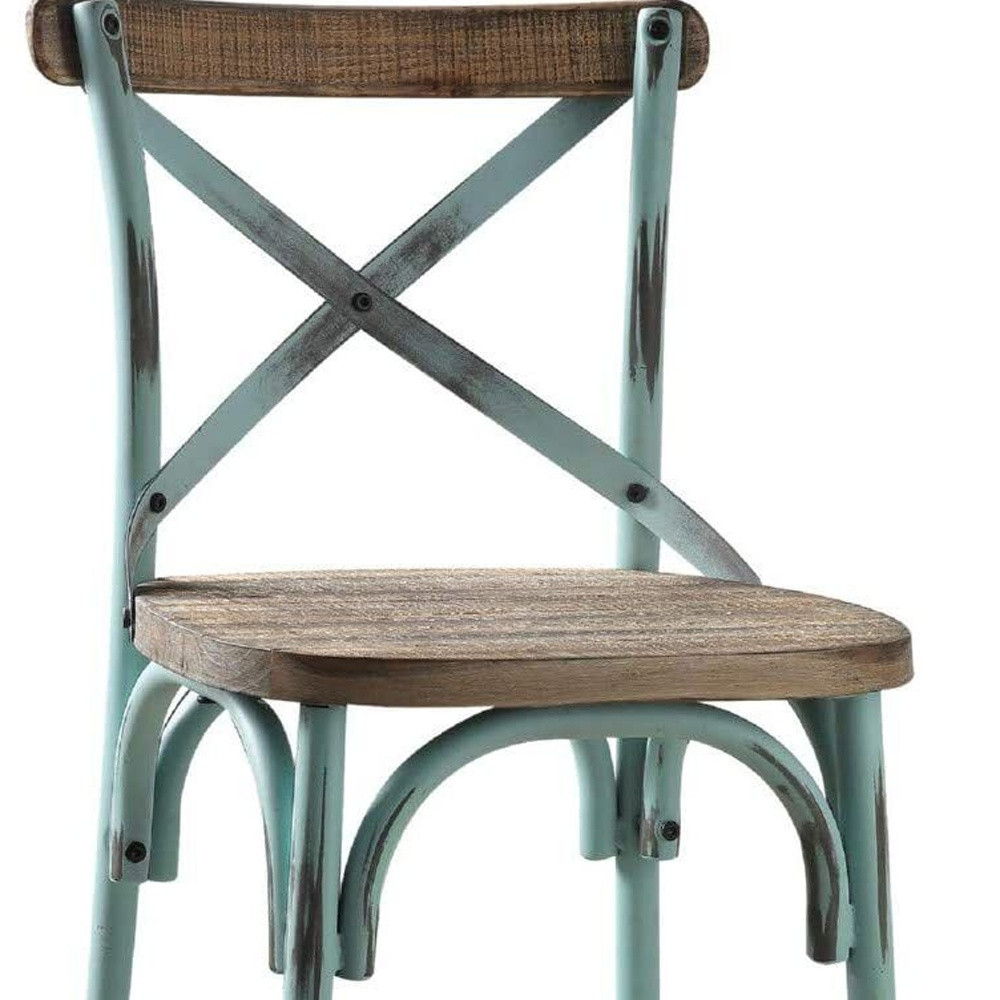 Iron Bar Chair - Brown / Sky Blue