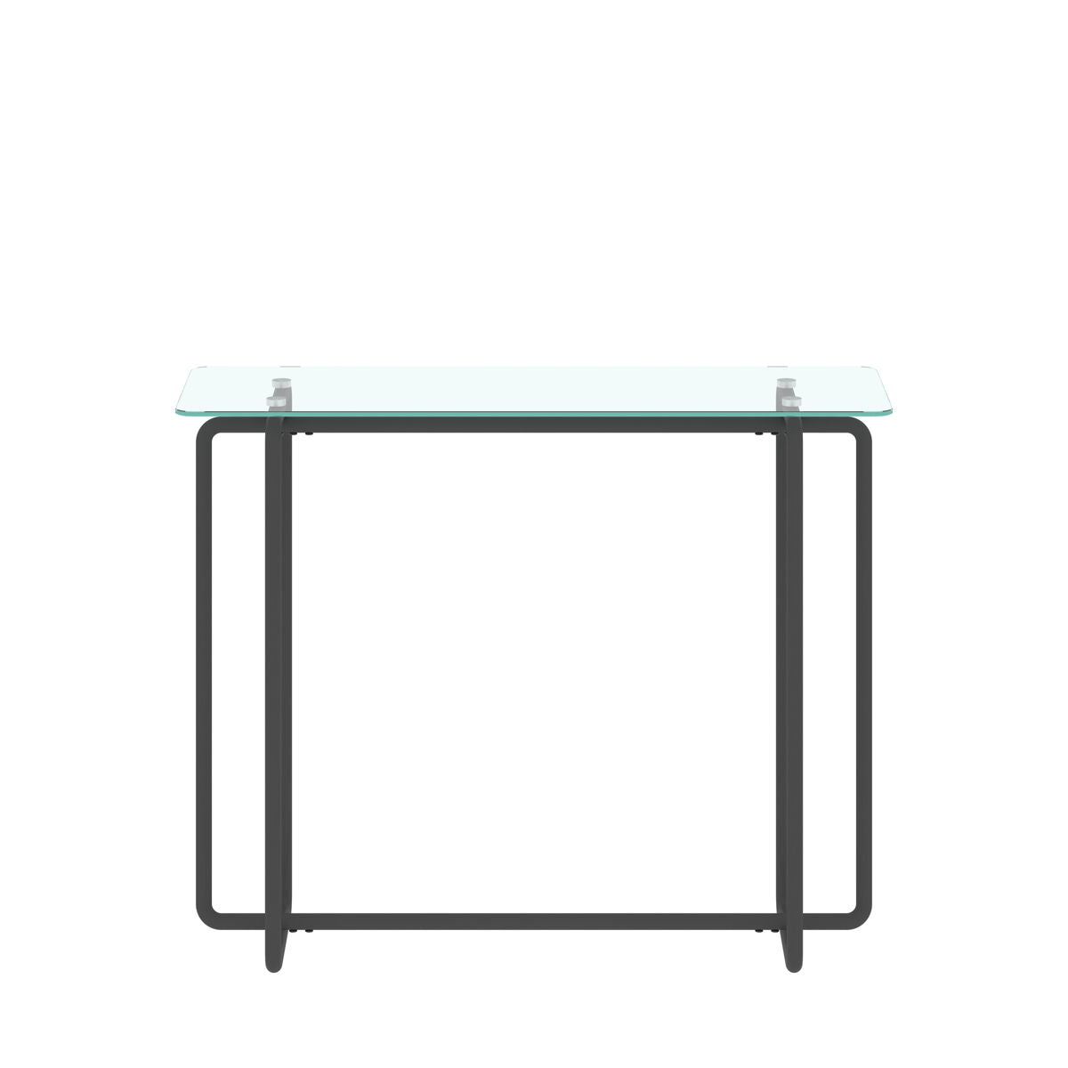 Console Table Single Layer Tempered Glass Rectangular Porch Table Black Leg Double Tempered Glass Tea Table