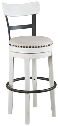 Valebeck - Tall Upholstered Swivel Barstool White by Signature Design by Ashley® | Bel Furniture