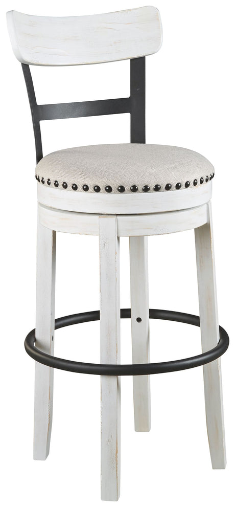 Valebeck - Tall Upholstered Swivel Barstool White by Signature Design by Ashley® | Bel Furniture