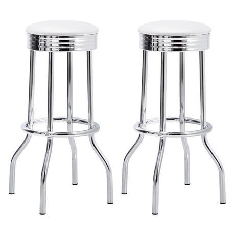 Retro - Upholstered Metal Swivel Bar Stool (Set of 2) Pearl Silver by CoasterEveryday | Bel Furniture