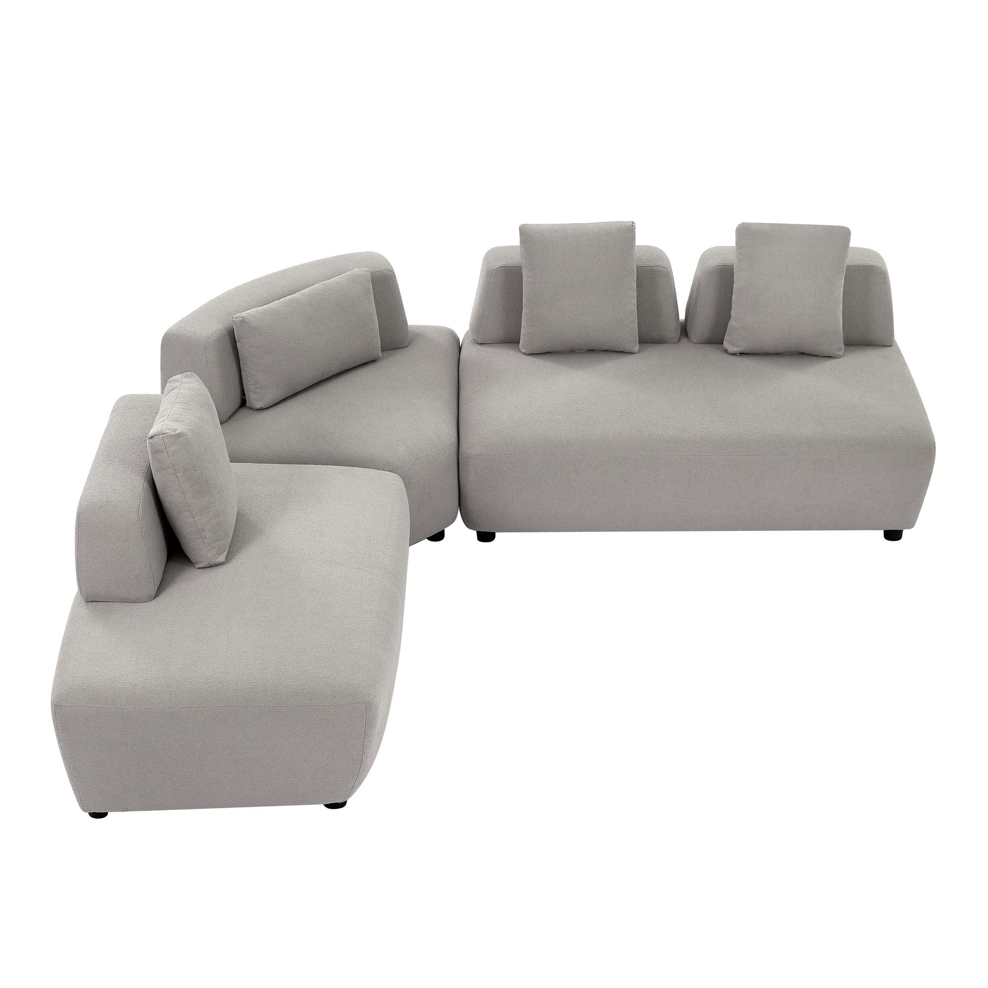 Contemporary 3 Piece Sectional Sofa Free Convertible Sofa With Four Removable Pillows For Living Room