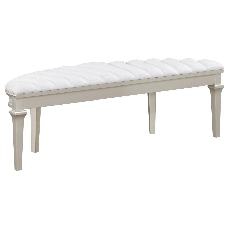 Evangeline - Curved Fabric Upholstered Bench - Silver Oak