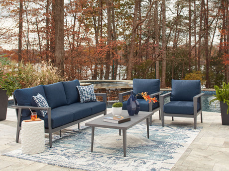 Gali - Gray / Blue - Sofa / Chairs / Table Set (Set of 4) by Signature Design by Ashley® | Bel Furniture