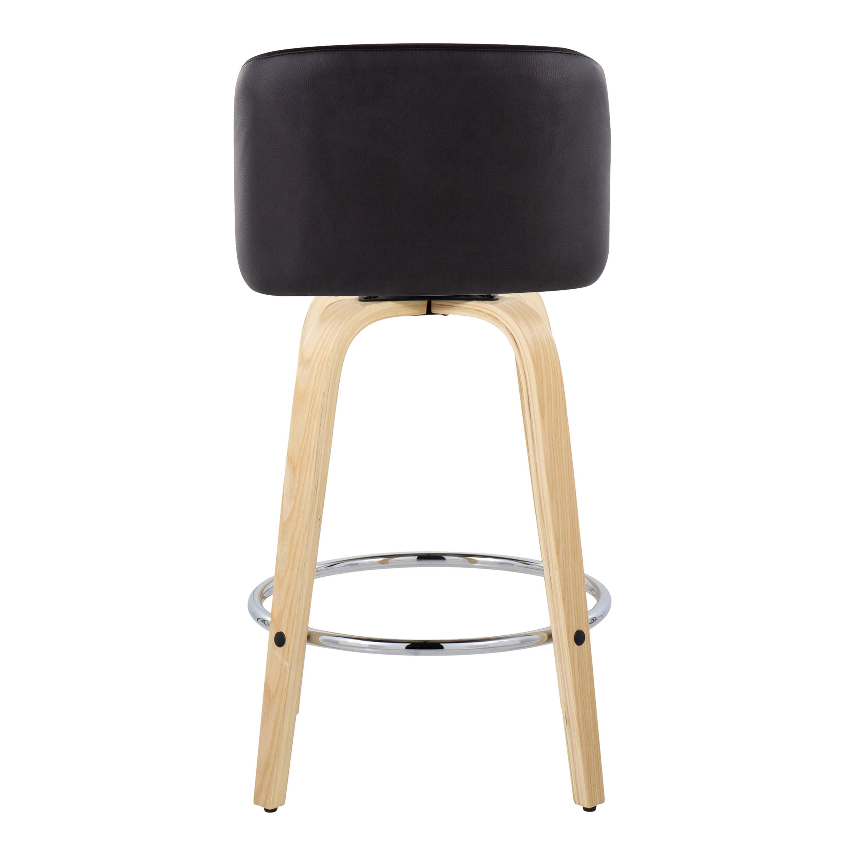 Toriano - Contemporary Fixed-Height Counter Stool With Swivel And Round Footrest (Set of 2)