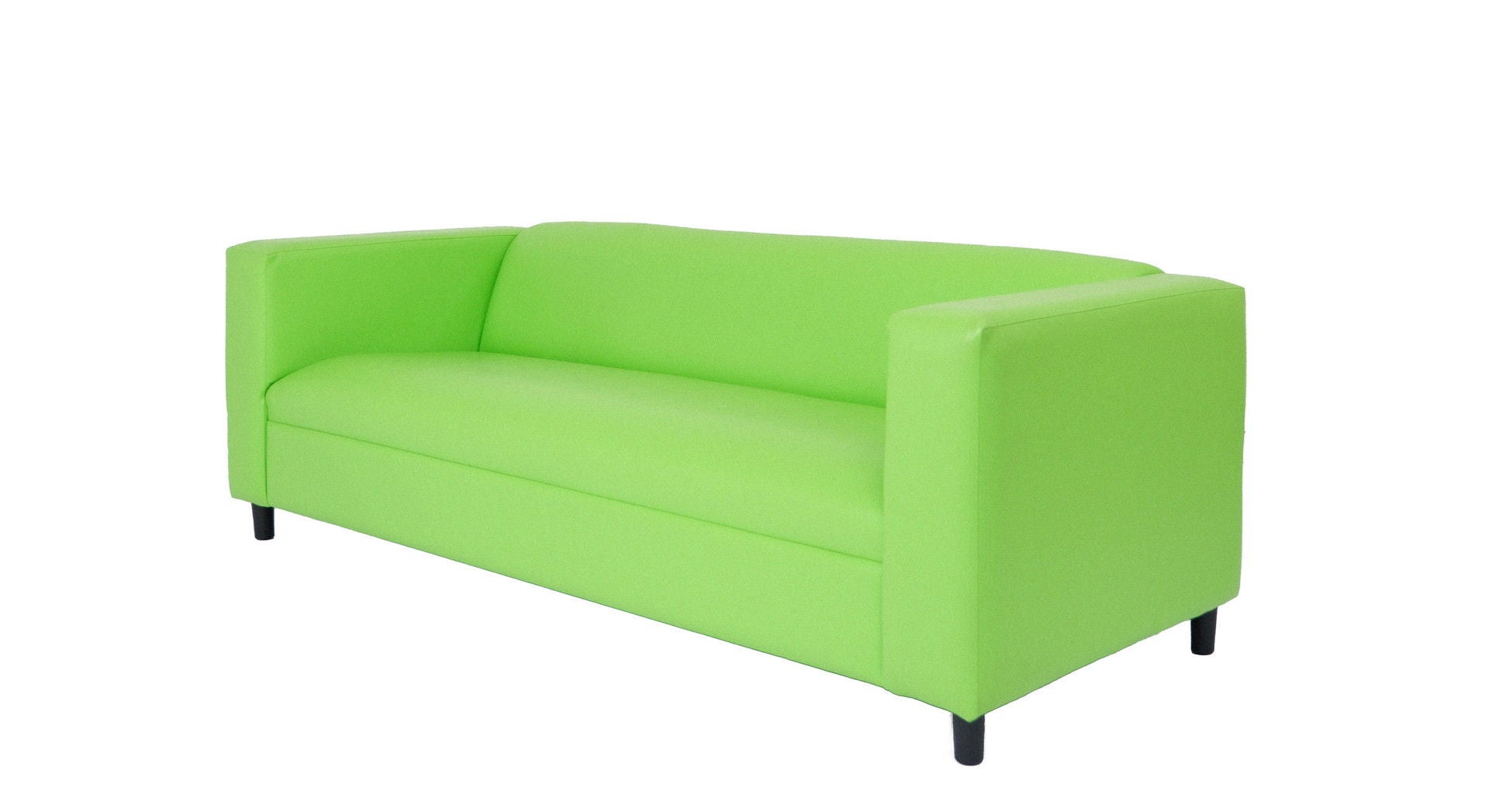 Faux Leather Sofa With Black Legs - Green