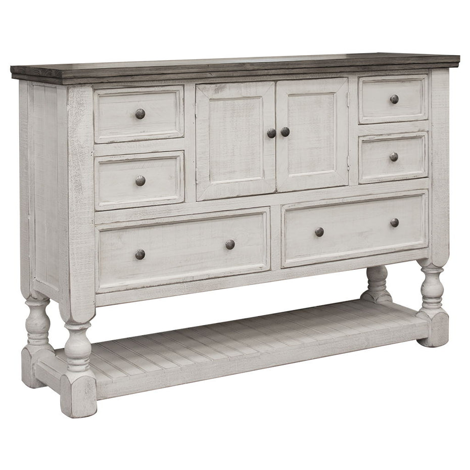 Solid Wood Six Drawer Triple Dresser - Gray / Ivory