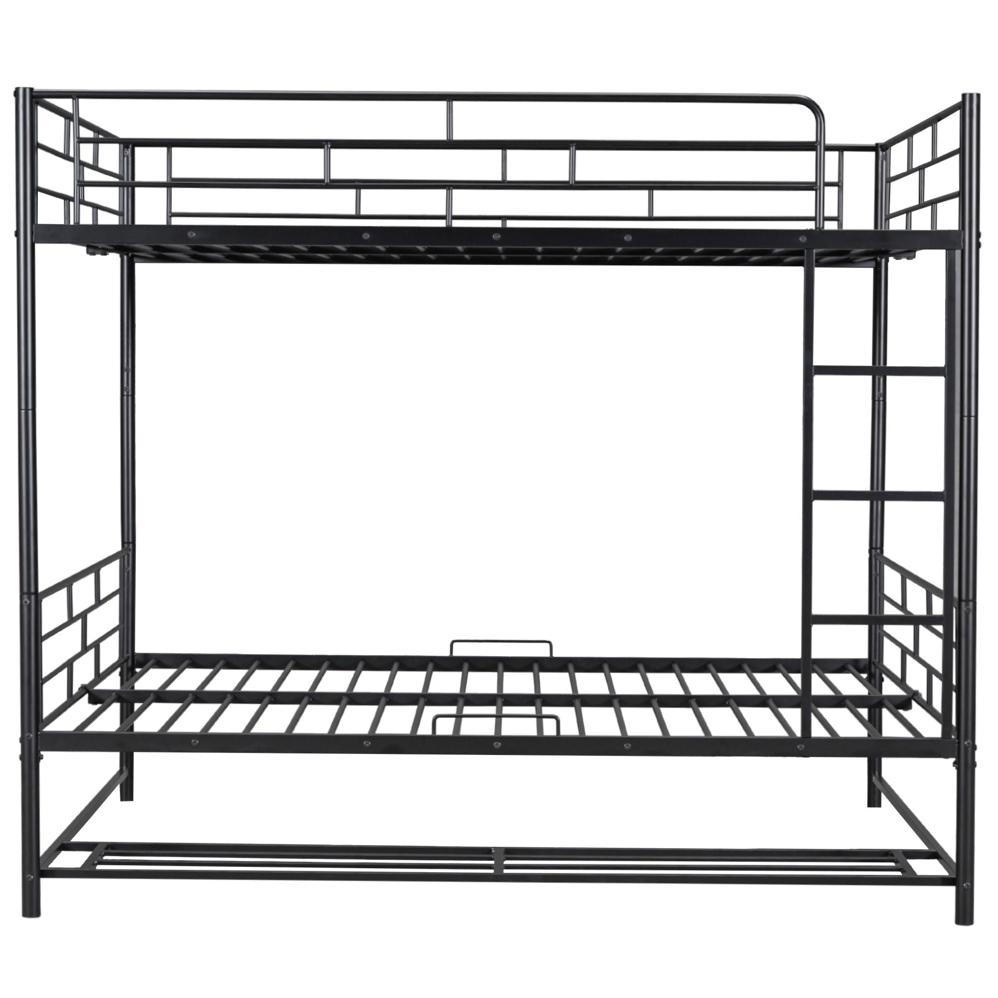 Metal Bunk Bed With Shelf And Guardrails