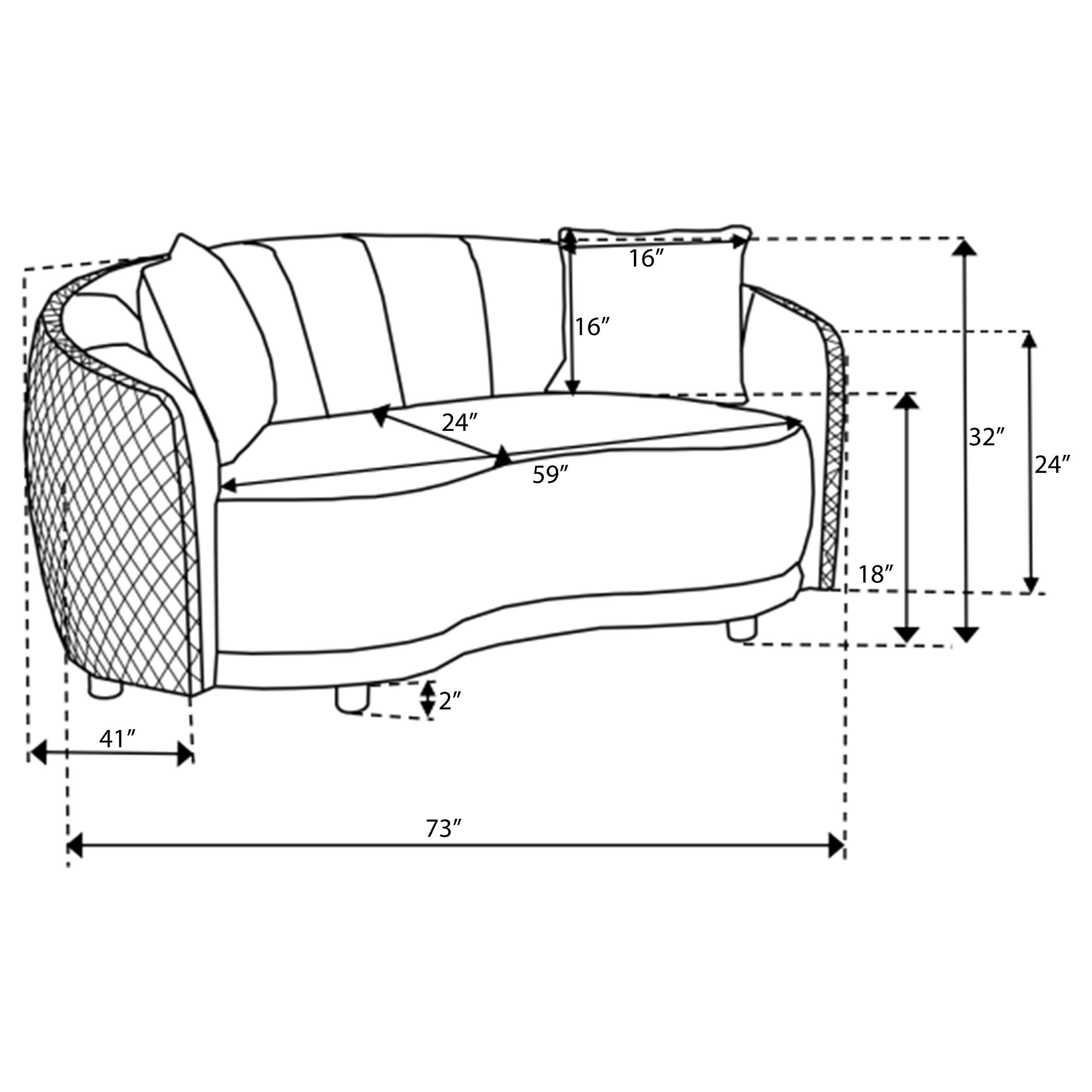 Brookside - Velvet Upholstered Curved Loveseat - Dark Gray