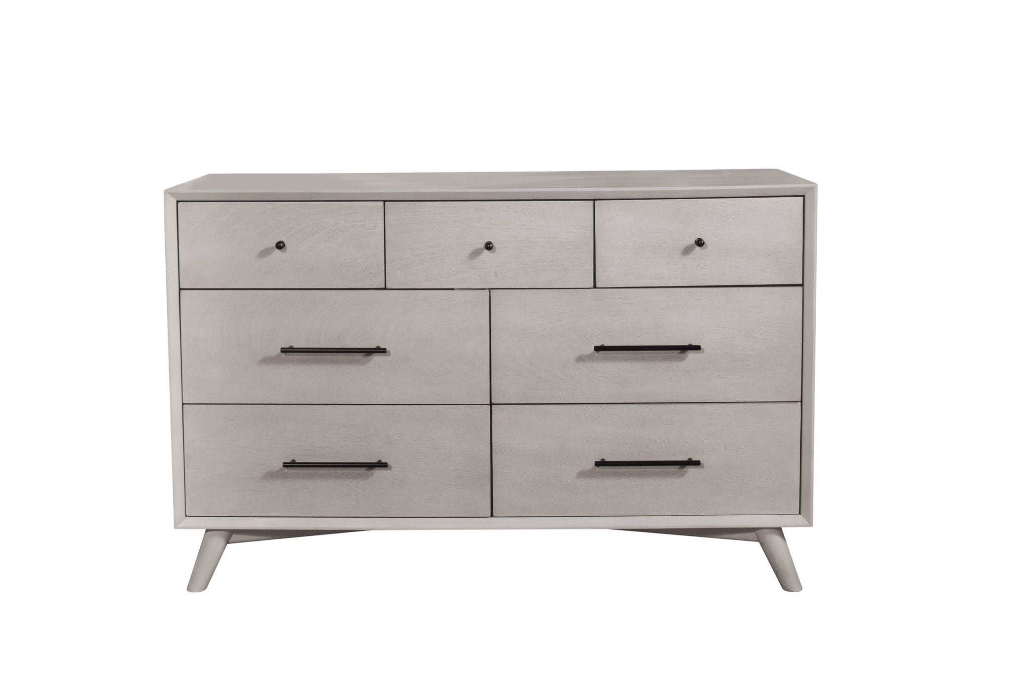 Solid Wood Seven Drawer Double Dresser - Gray