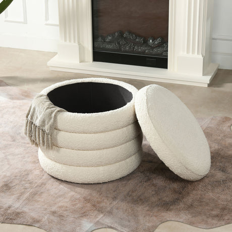 Fuji - Oversized Round Storage Ottoman by Jennifer Taylor Home | Bel Furniture