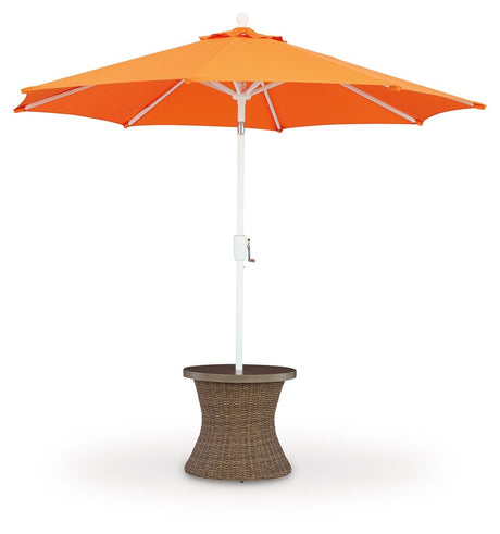 Laguna Heights - Round End Table With Umbrella Option - Beige - view 6