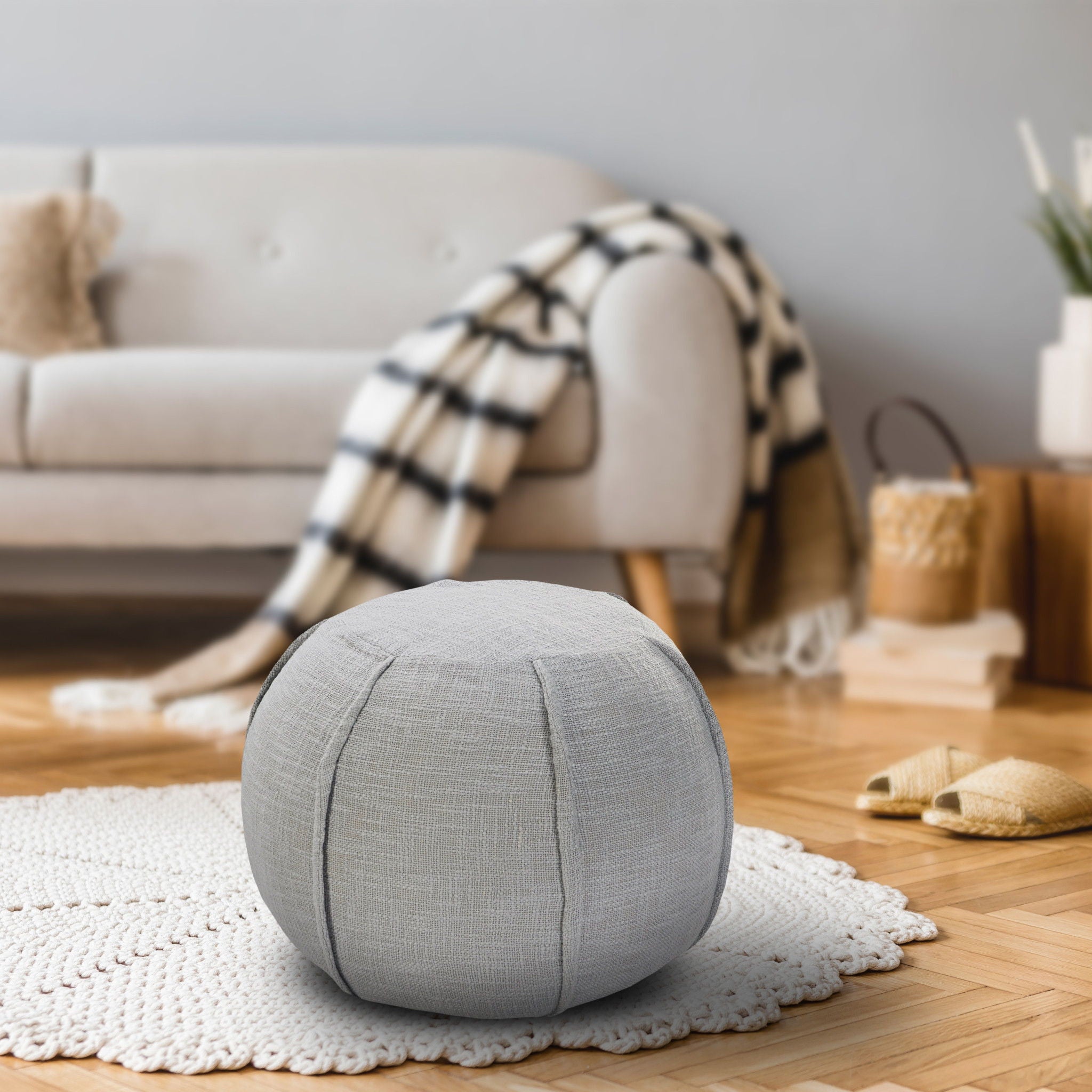 Ottoman Cotton Round - Gray