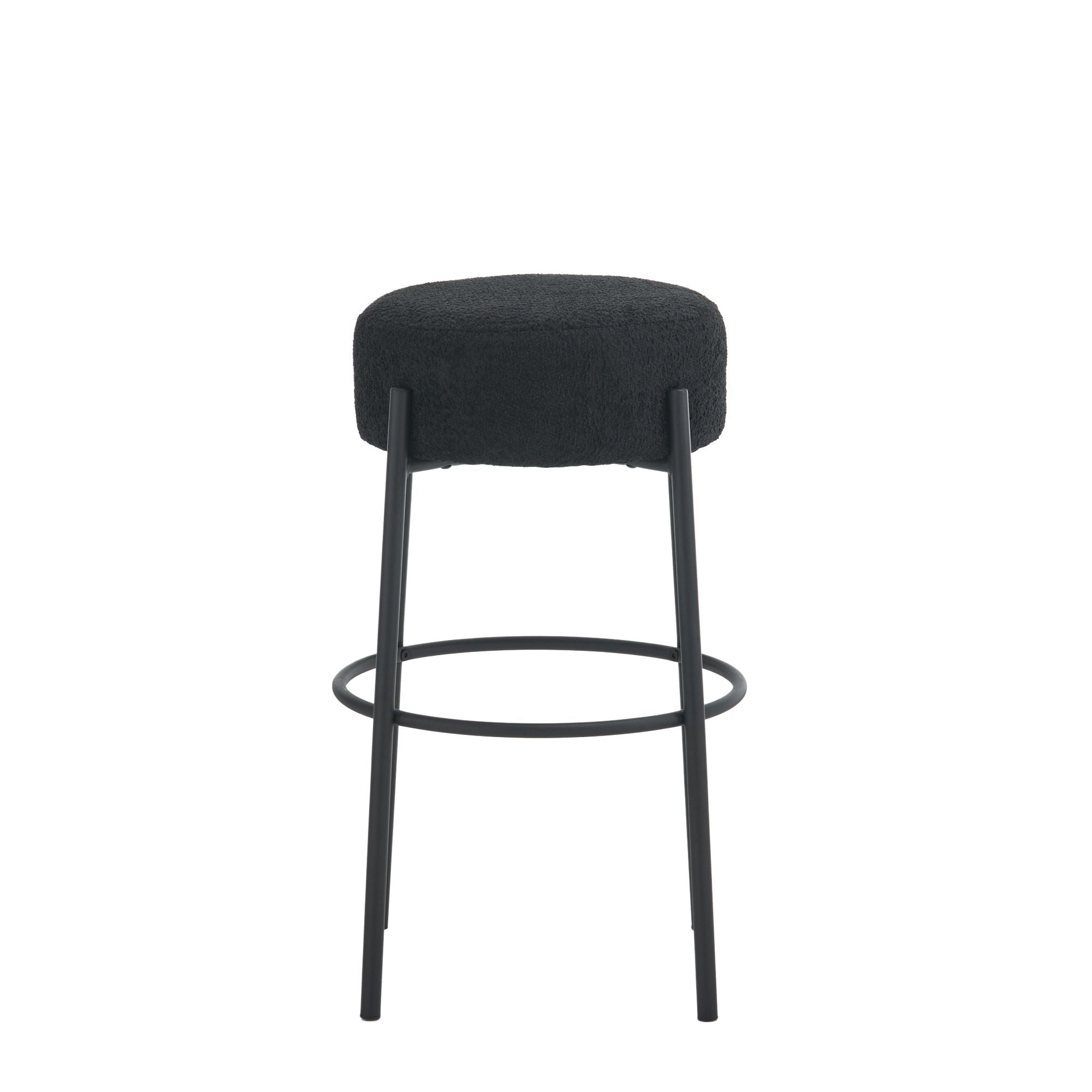 Round High Bar Stools (Set of 2), Contemporary Upholstered Dining Stools For Kitchens, Coffee Shops And Bar Stores