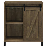 Arlington - Sliding Door Home Bar Wine Cabinet - Rustic Oak by CoasterEveryday | Bel Furniture