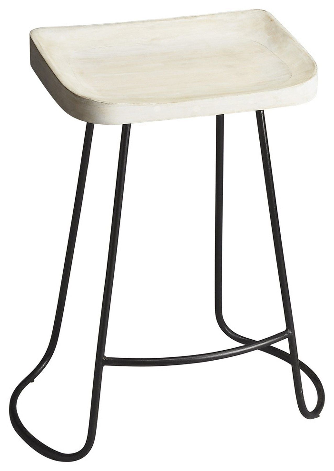 And Iron Backless Counter Height Bar Chair - Off White / Black