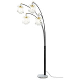 Maisel - Hanging Crystal Arc Tree Floor Lamp - Black by CoasterEssence | Bel Furniture